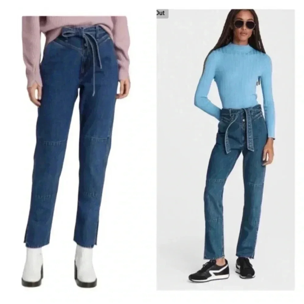 RAG & BONE Mia Yoke High Rise Straight Jean Clean Vince